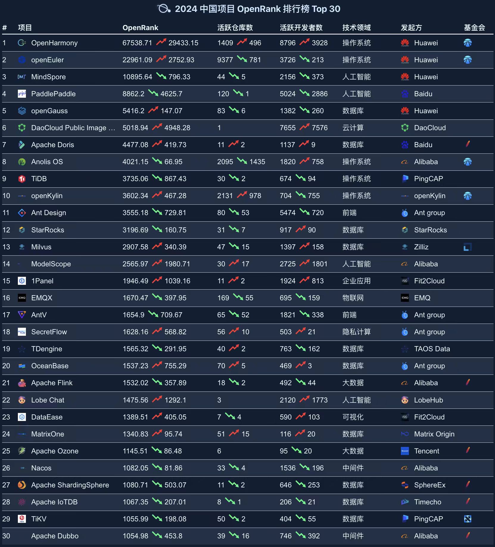 China Project Rankings